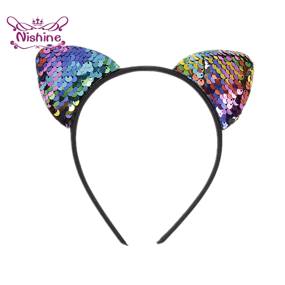 Женский обруч для волос Nishine блестящий с кошачьими ушками головной убор