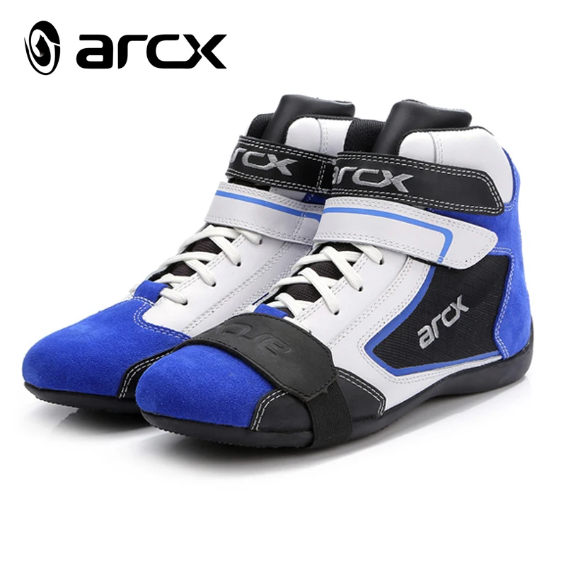 ARCX Blue Cowhide Leather Ankle Protecion Waterproof Motorcycle Racing Men's Boots/ Riding Shoes/ Motocross Accessries
