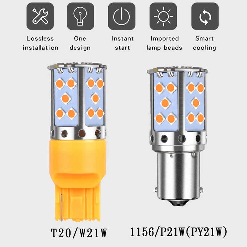 LED Bulb 3030 35SMD Canbus Lamp For Car Turn Signal Lights Amber Lighting 12V 24V | Автомобили и мотоциклы