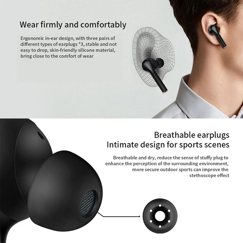 Bluetooth Earphones Stereo Wireless Headphones with mic Headphone Waterproof handfree gaming headset For All phone | Электроника