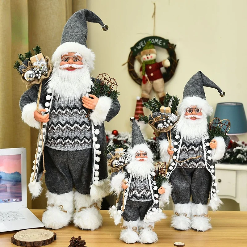 

New-Year Santa Claus Standing Christmas Big Doll Fabric Kid Toys Gift Table Ornament Christmas Decorations For Home navidad 2021