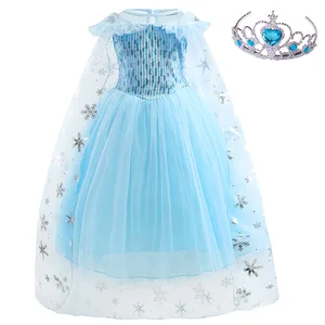 Летнее платье для девочек; Нарядное платье принцессы для маленьких девочек; Детская одежда; Платье Снежной Королевы для дня рождения; Детская Рождественская одежда