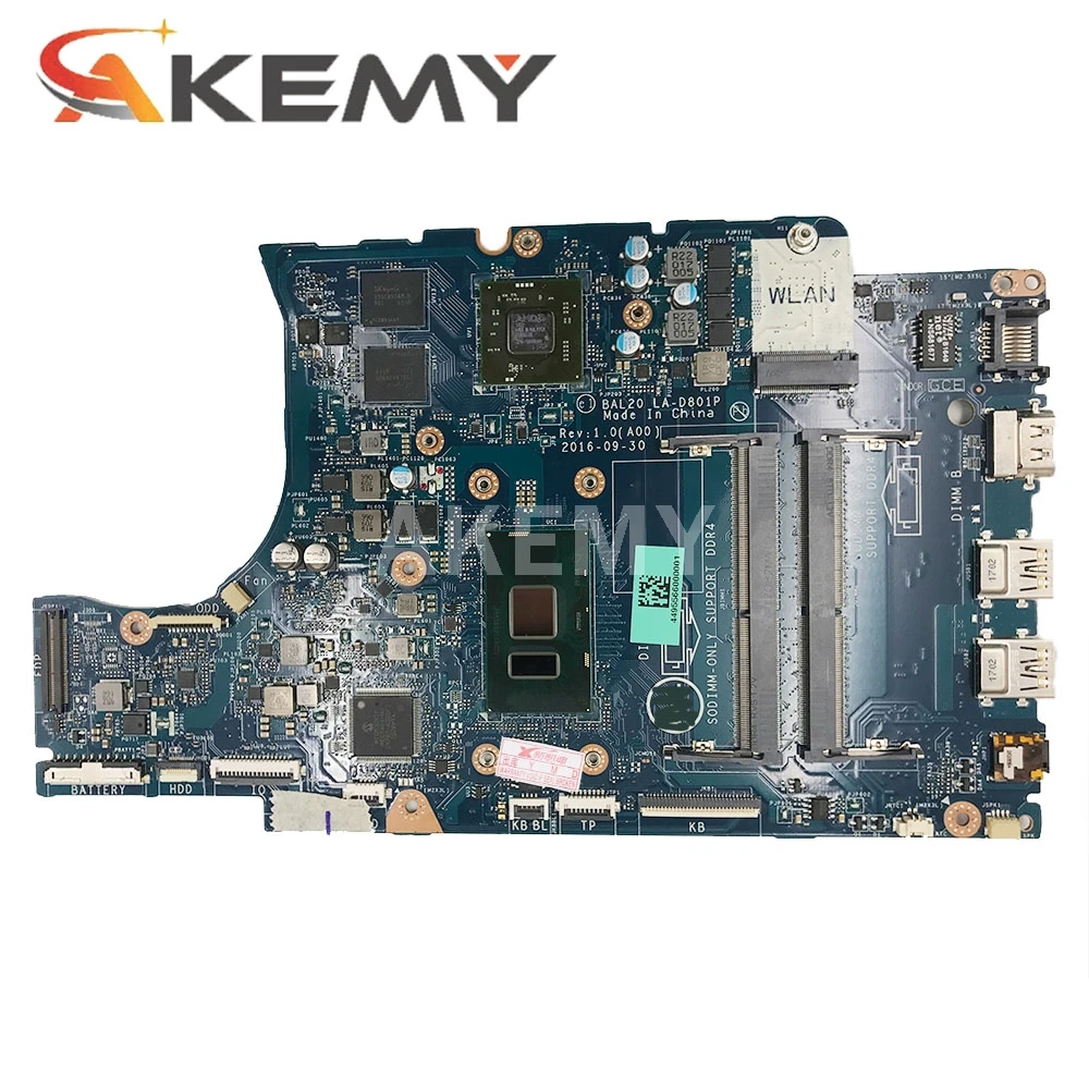 Günstig Akemy BAL20 LA-D801P Hauptplatine Für INSPIRON 15-5567 5567 CN-02PVGT 02 PVGT Laptop Motherboard SR2ZU I5-7200U Radeon R7 M445