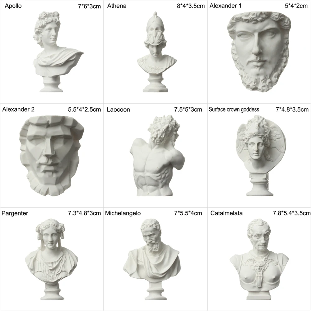 Mini Plaster Statue Greek Mythology Celebrities Famous Sculpture Figurine Drawing Practice Gypsum Bust Portraits images - 6