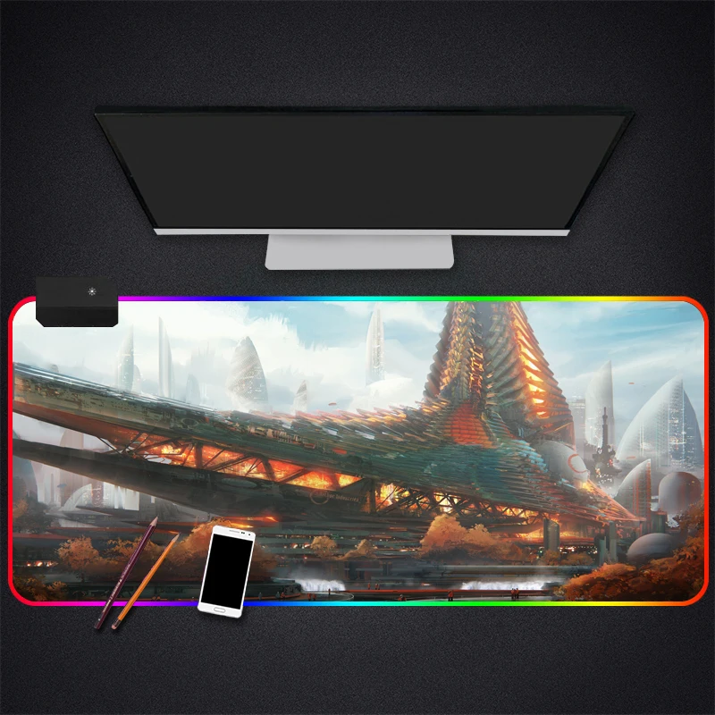 Игровой коврик для мыши Anime Sci Fi с RGB подсветкой|Коврики мышей| |