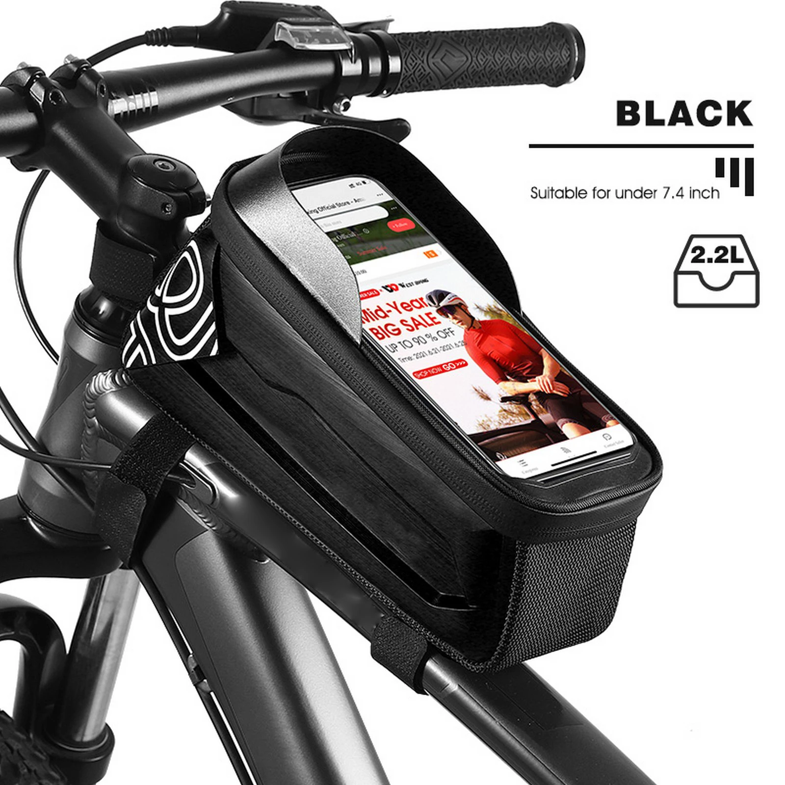

Водонепроницаемая велосипедная сумка, рама, передняя верхняя труба, велосипедная сумка 7,4 дюйма, аксессуары для горных велосипедов
