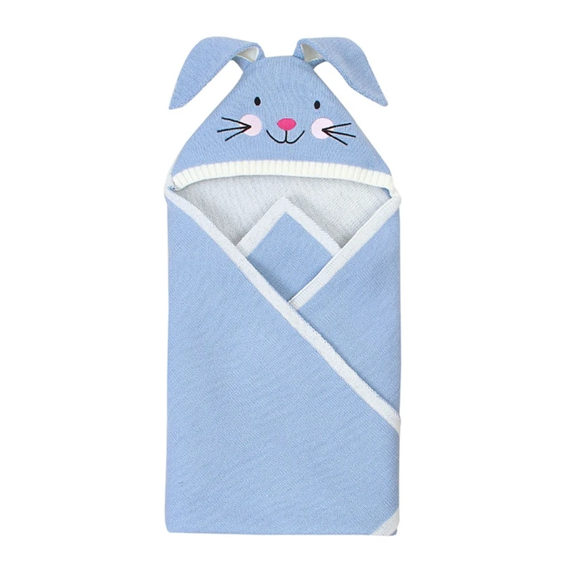 

80x80cm Cartoon Rabbit 3D Ear Baby Knitted Sleeping Bag Stroller Blanket Newborns Infant Swaddle Wrap Sleepsack Bedding