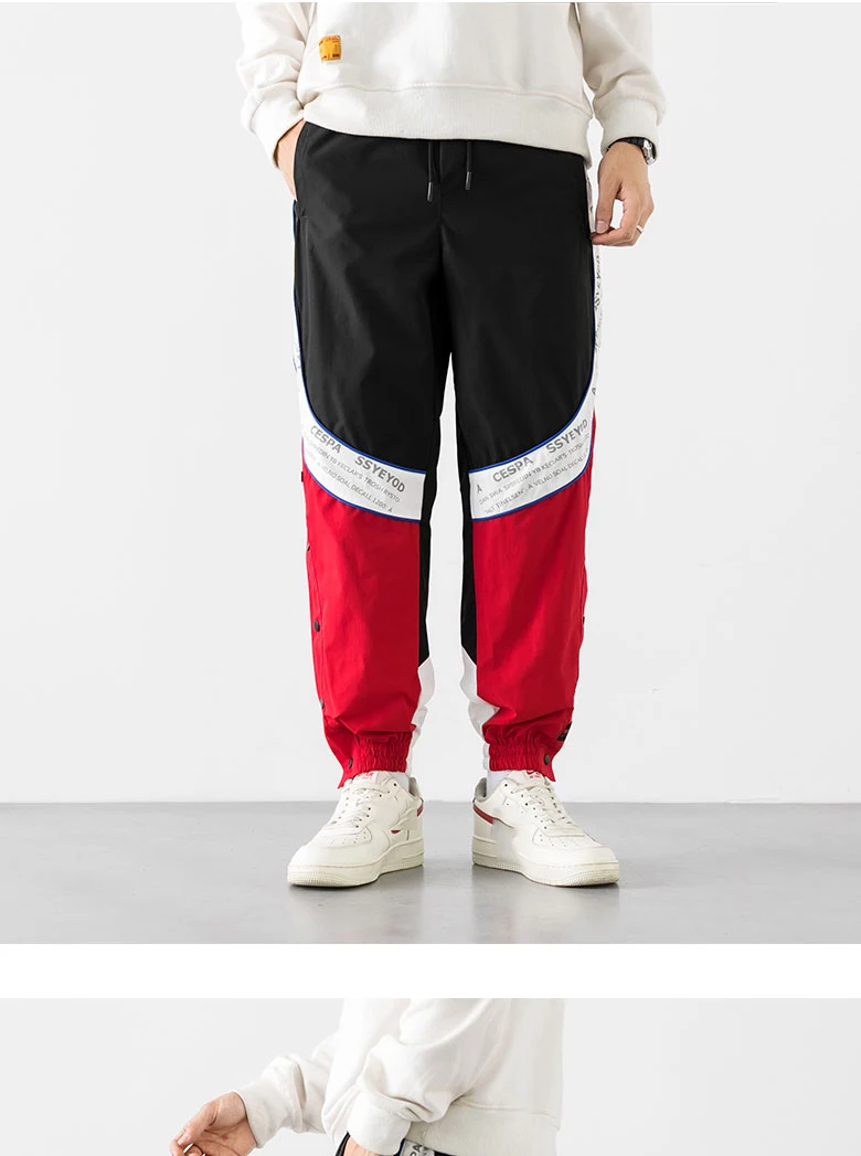 

HIP HOP Streetwear Sport Spring Autumn Rock Black RED Men'S Pocket Pants Fashions Joggers Casual Skateboard Trouser