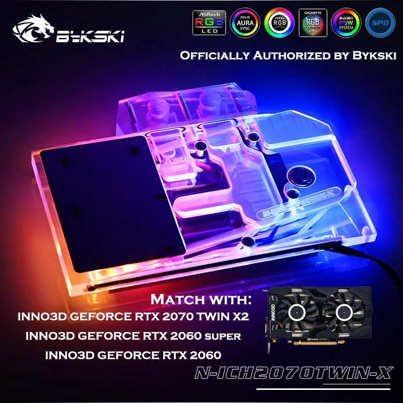 Bykski полный охват RGB/A RGB GPU водяной блок для inno3d GEFORCE RTX 2070 TWIN X2/RTX 2060 супер