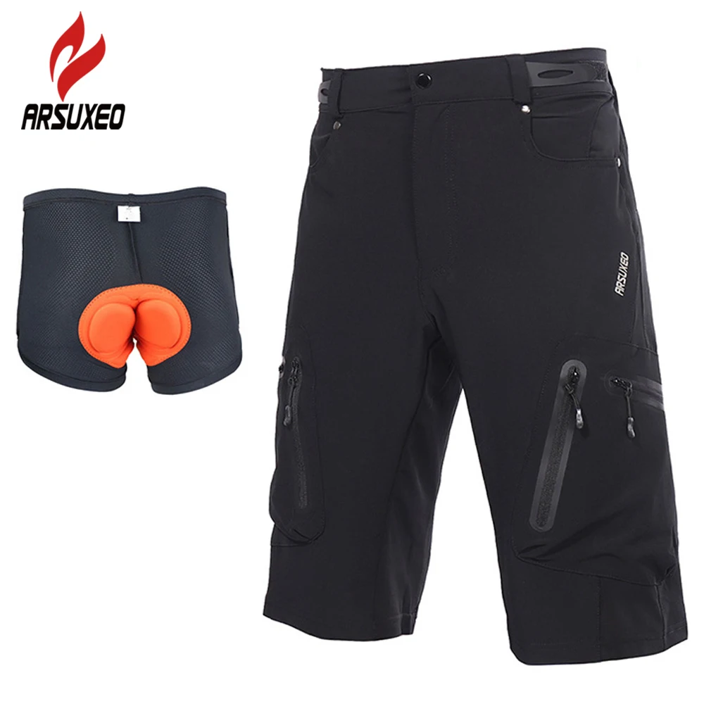 

ARSUXEO Summer Men's Cycling Shorts Mountain Bike Downhill Shorts Loose Outdoor Sports Riding Road MTB Bicycle Short Trousers