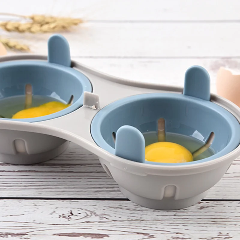 Egg Cooker Egg Poaching Cups Microwave Steamer Kitchen Gadget High Capacity Design Egg Poacher Cookware Double Cup Dual Cave images - 3