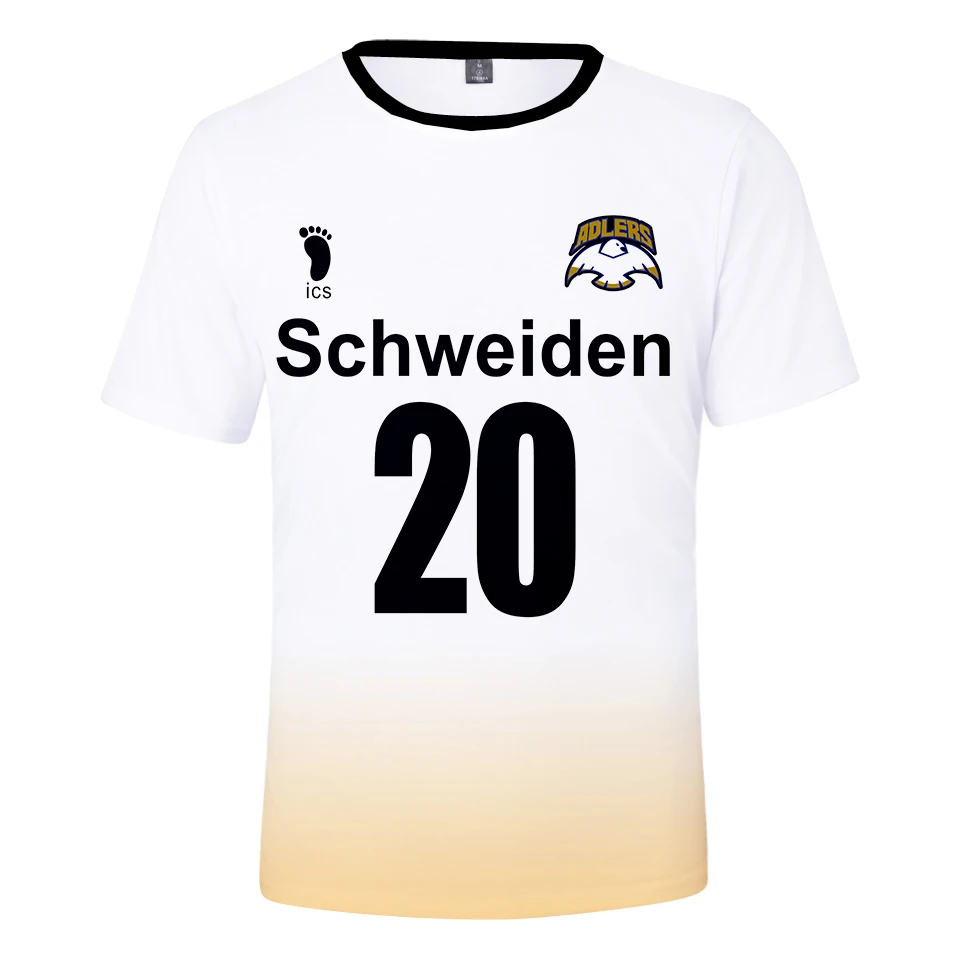 

Fashion 3D Anime Haikyuu!! T-shirt Men Women Tees Hot Hip Hop t shirts Casual 3D Printed Black Wolf Schweiden 20 Boys White Tops