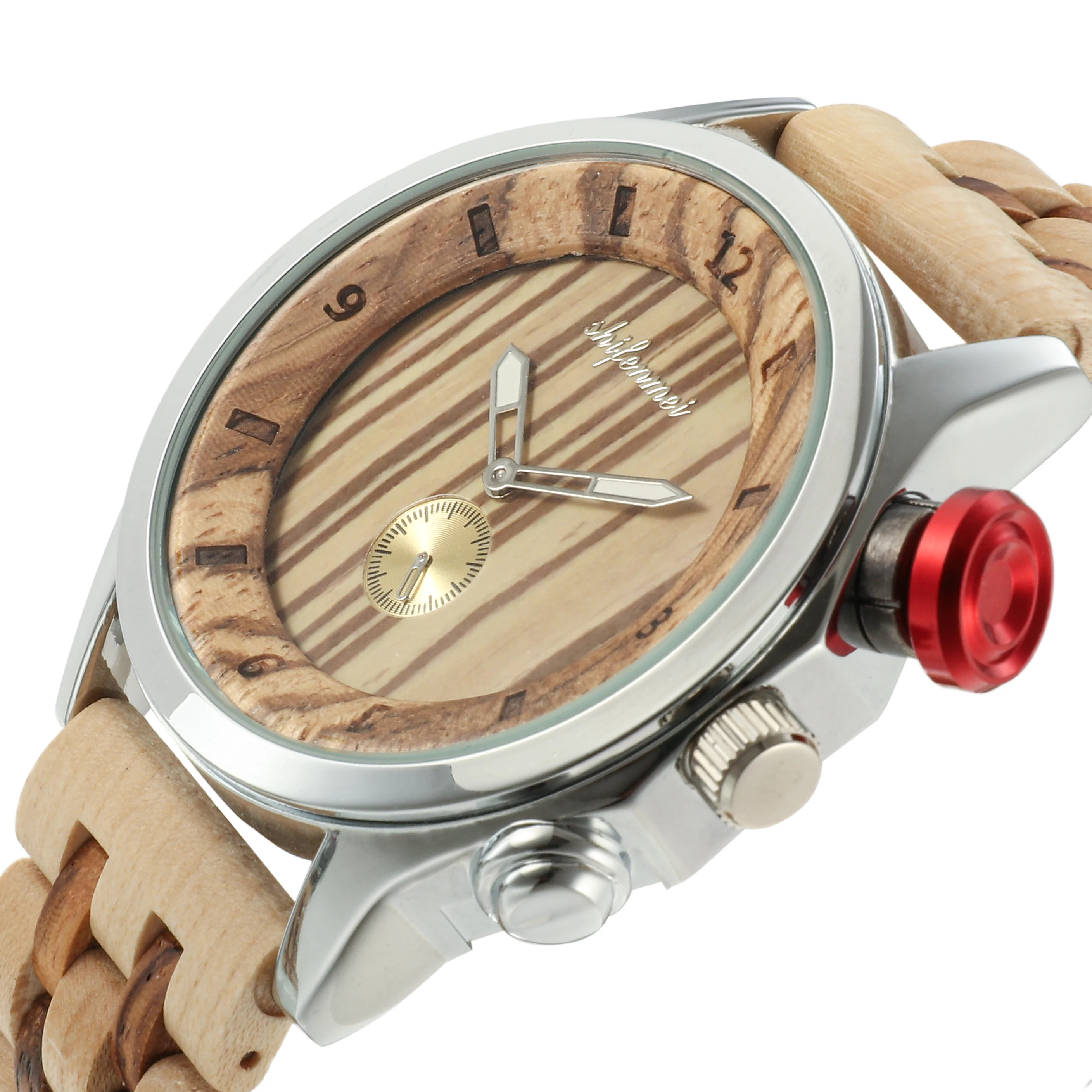 Деревянные часы Shifenmei модные повседневные брендовые водонепроницаемые