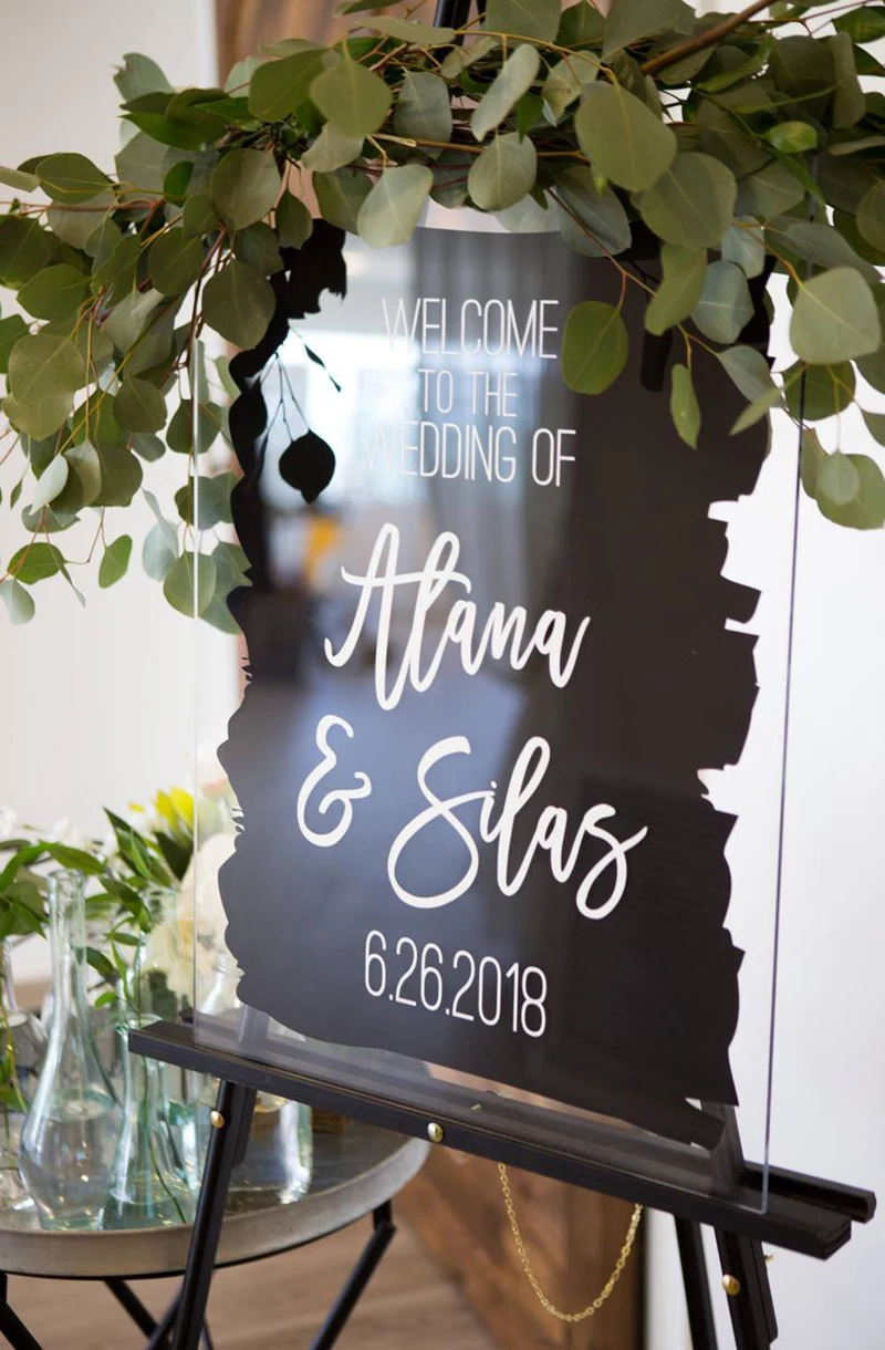 Индивидуальный Свадебный знак приветствия фотографический современные