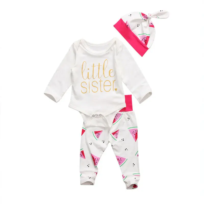 Emmababy 3 шт. хлопковые топы для новорожденных девочек Комбинезон Брюки шапка наряды