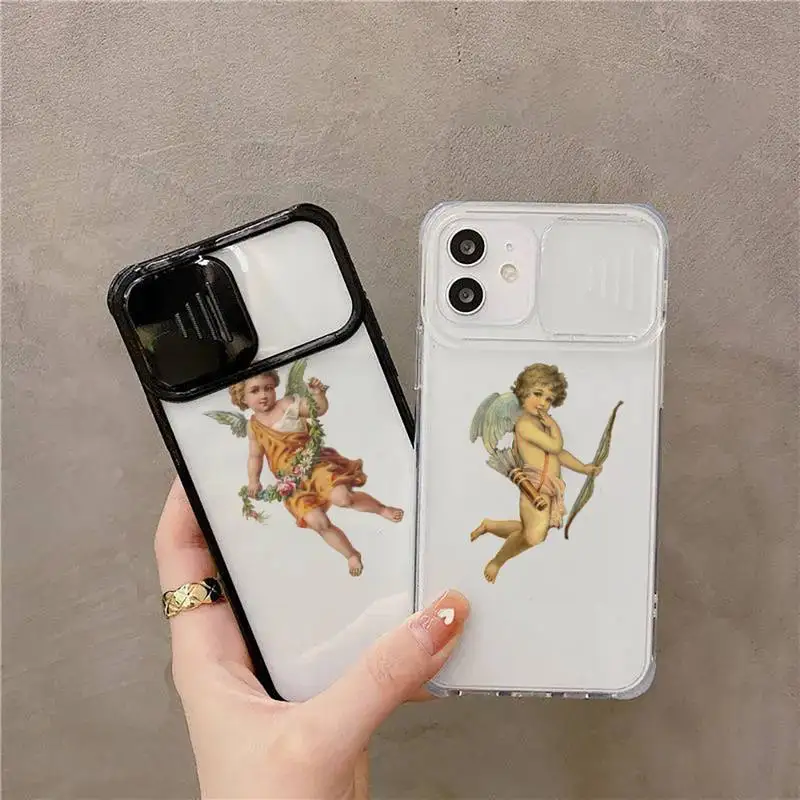

cute little angel Phone Case For iPhone 7 8 11 12 X XS XR MINI Pro Max Plus Slide Camera Lens Protection