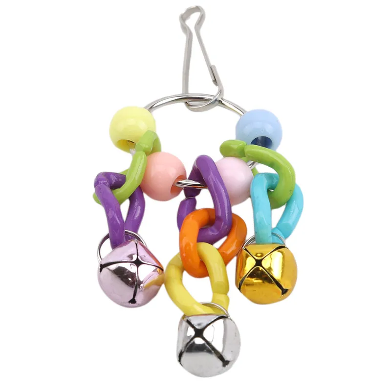 

Colorful Parrot Toy 8pcs Bird Swing Block Chewing Parrot Wooden Bird Toy Cotton Rope Suspension Bridge String And Bell Swing Toy