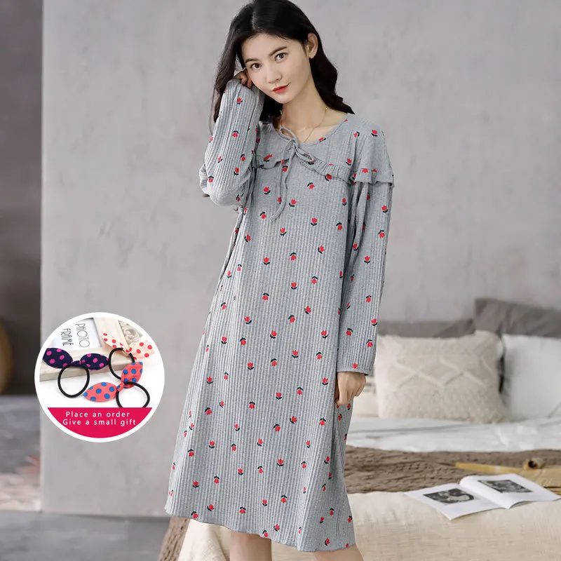 Женское длинное Ночное платье белая ночная рубашка с длинным рукавом сорочка