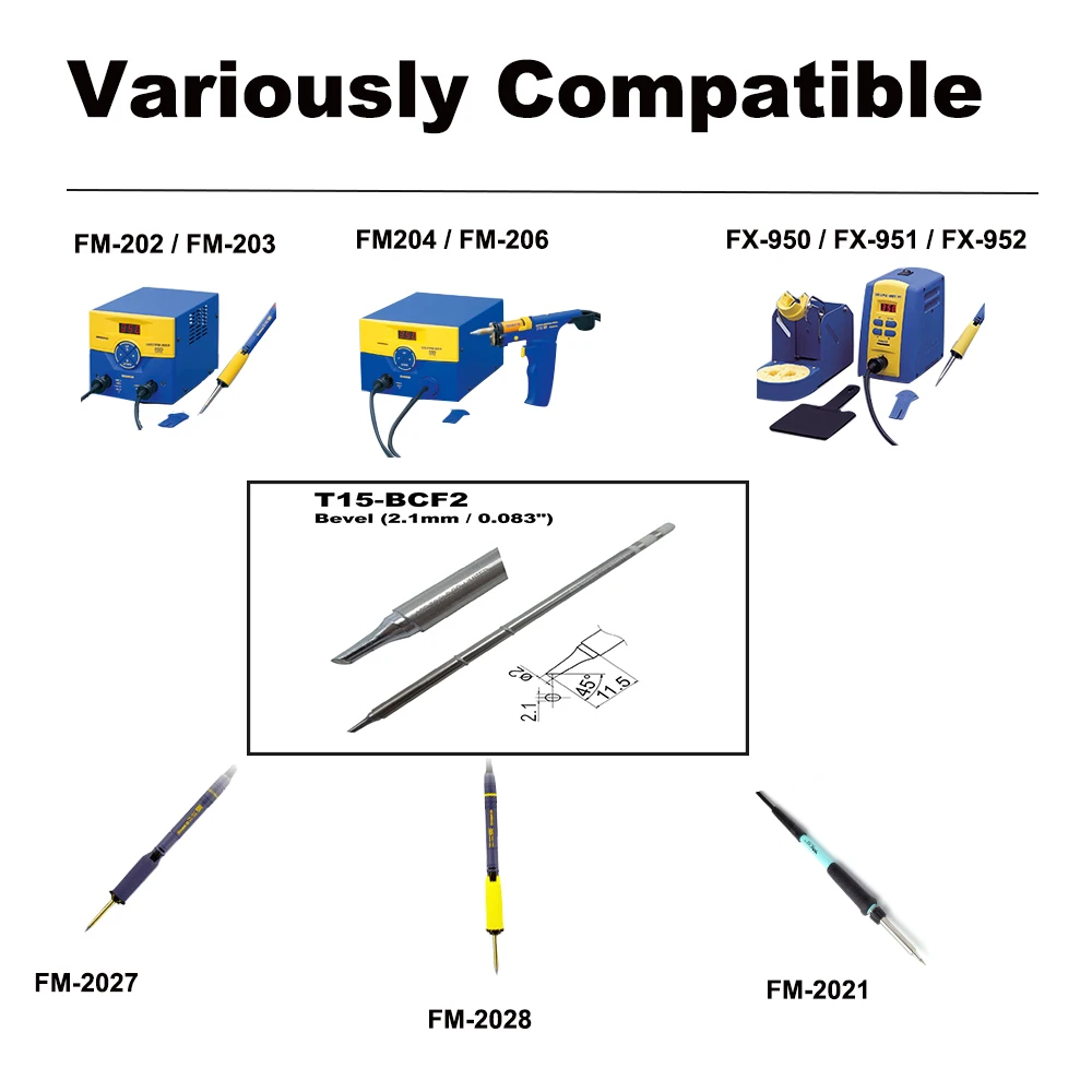 T15 BCF2 Замена паяльное жало для HAKKO FM 203 204 206 FX 951 950 952 9501 2028 2027 2021 ручка|Сварочные
