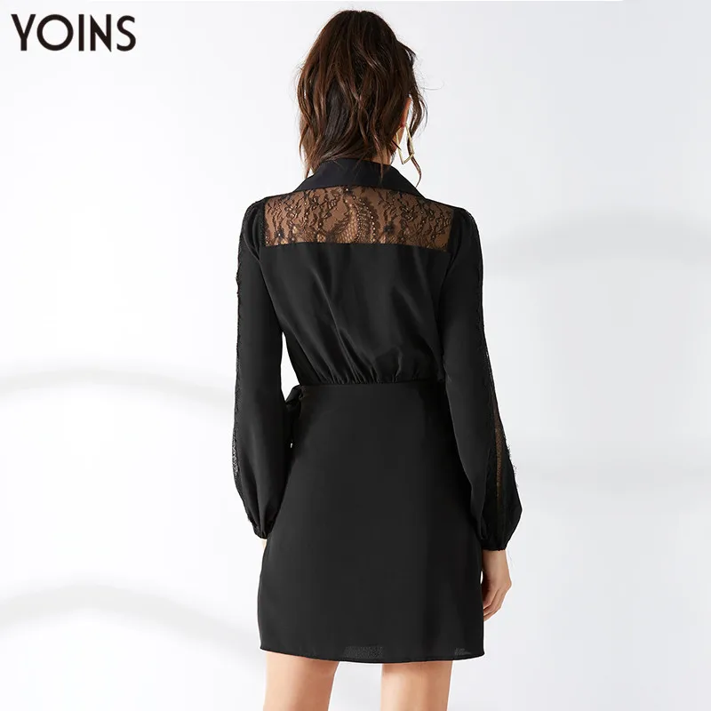 2021 YOINS кружевное платье для женщин осень зима вечерние платья с передним длинным