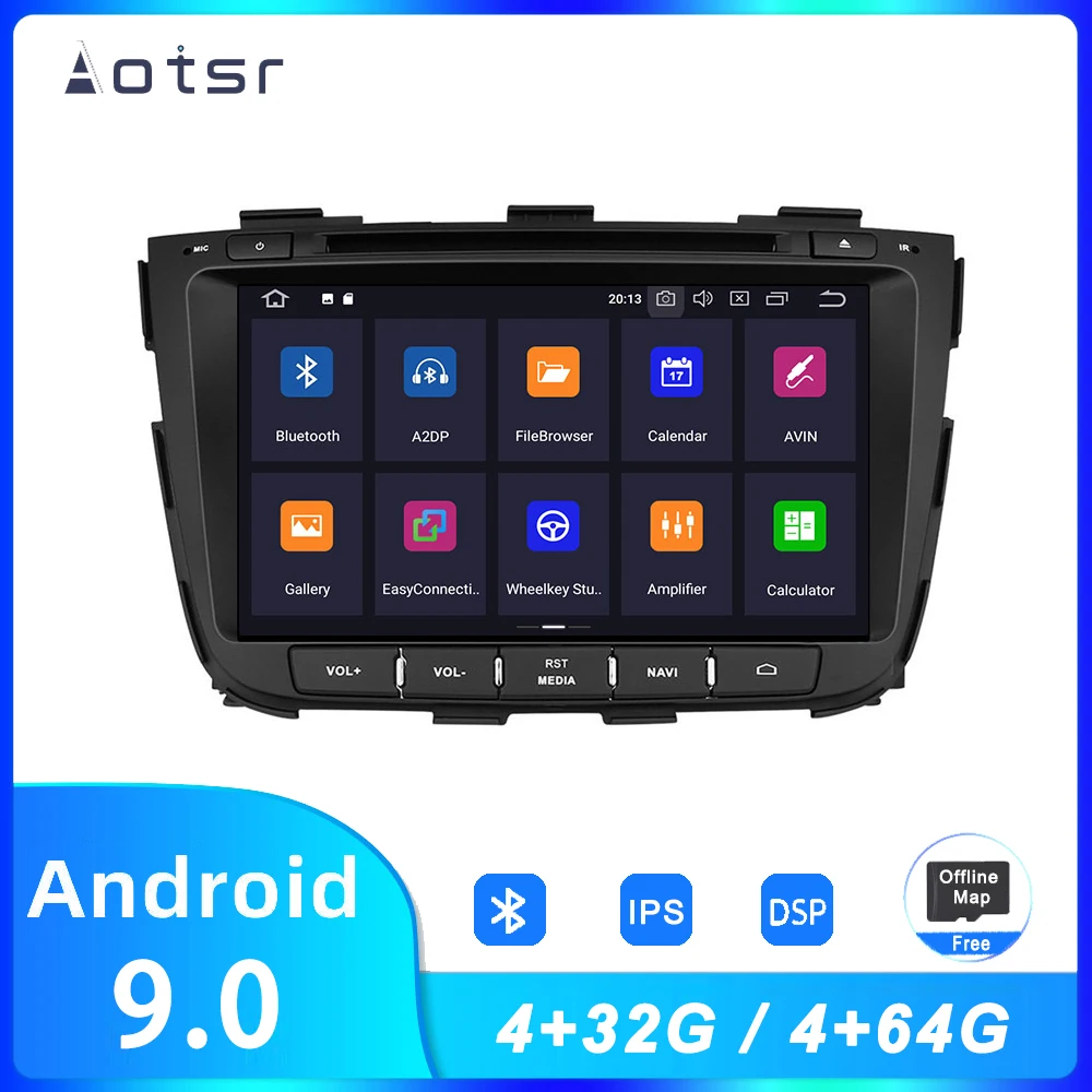 Автомагнитола AOTSR на Android 9 для Kia Sorento 2012 2013 2014 2015 Автомобильная GPS-навигация DSP