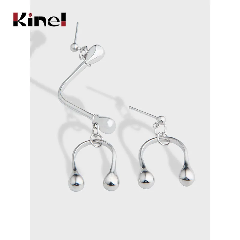 

Kinel 2020 New Asymmetry Earrings for Women Wedding Engagement Jewelry 925 Sterling Silver Female Luxury Korea Bijoux