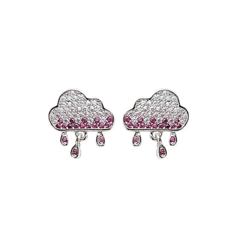 

OBEAR Sweet Lovely Zircon Gradient Cloud Raindrop Silver Plated Earrings For Women Gifts Jewelry