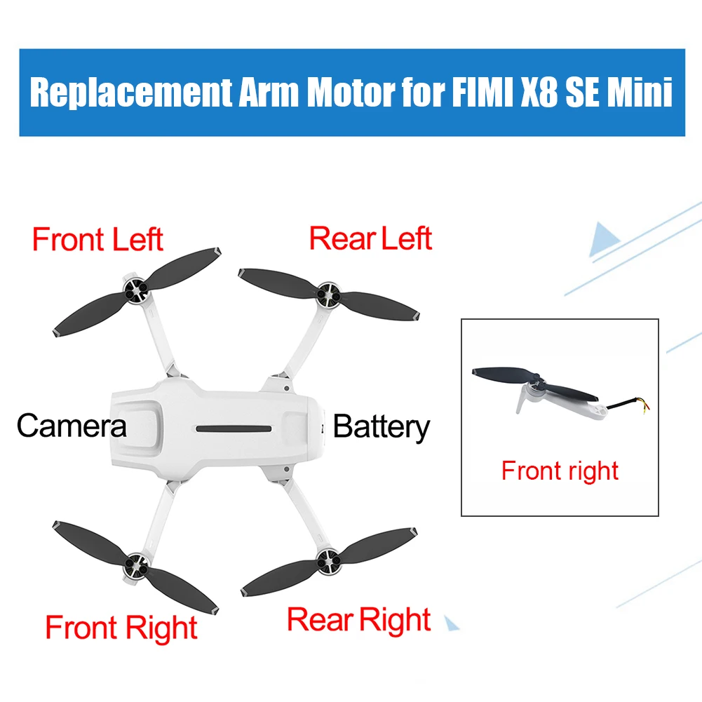 

Drone Motor Arms for FIMI X8 SE Mini RC Drone Quadcopter Front Rear Left/Right Repair Spare Frame Parts Replacement Accessories