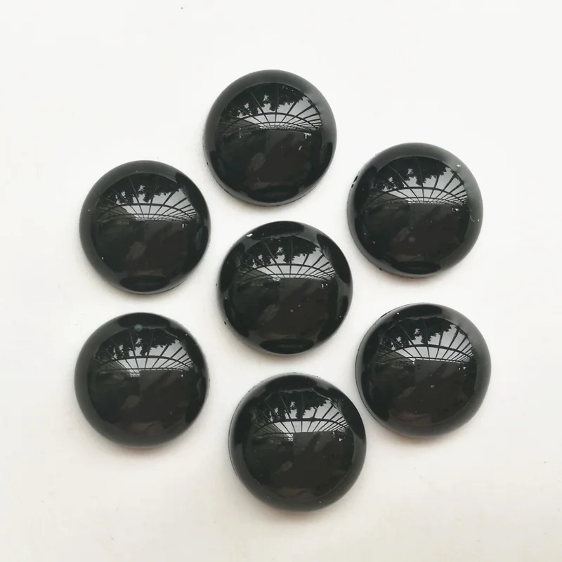 

50 Pieces/lot 10/12/14/16/20mm Black color Resin Stone Round Cabochon Domes Flat back Beads For DIY Jewelry Handmade Makings