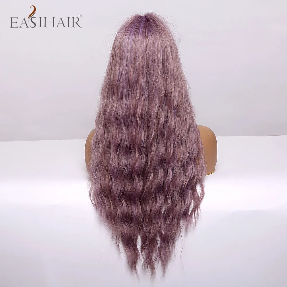 

EASIHAIR Long Mix Green Water Wave Synthetic Wigs for Women Lolita Cospaly Colorful Wig With Bangs Party Heat Resistant Fibre