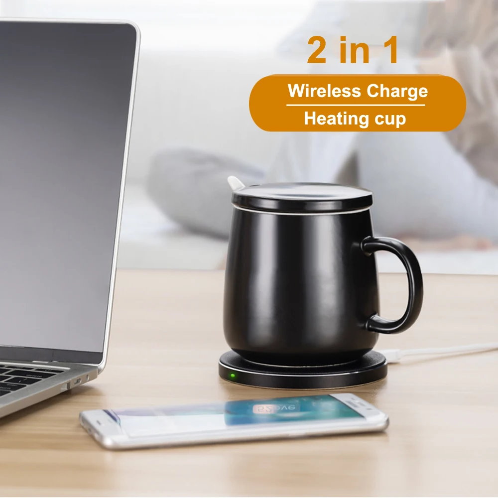 Беспроводное зарядное устройство подогреватель чашки кофе QC 55 градусов по Цельсию с постоянной