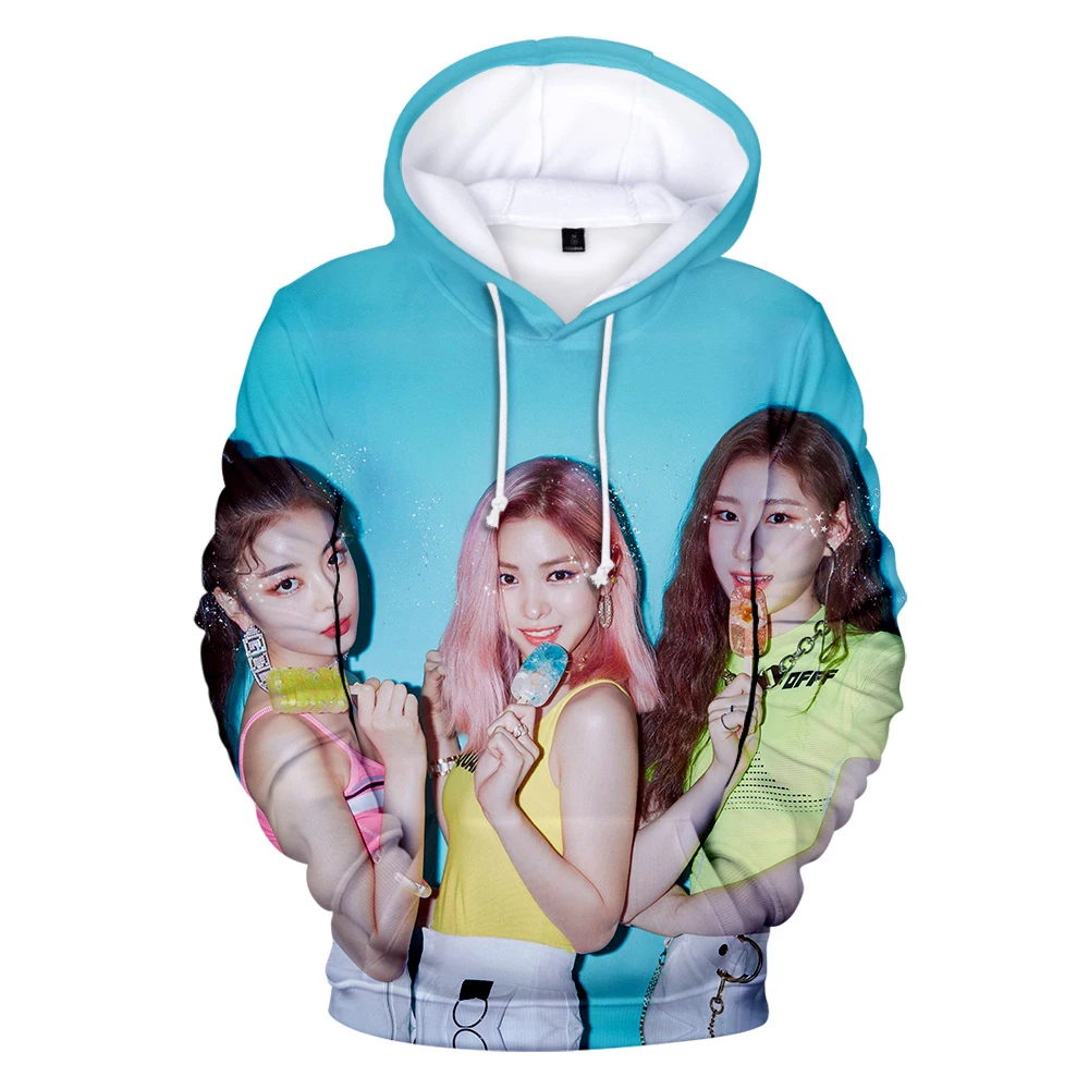 Толстовка с капюшоном для мужчин и женщин корейский стиль K-pop певица ITZY толстовка