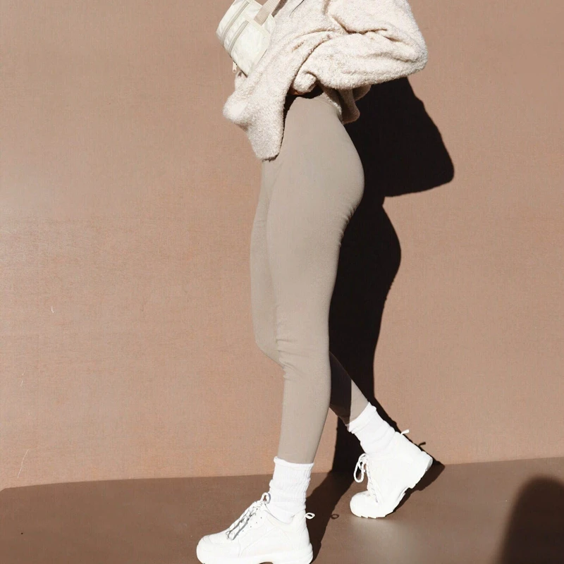 Женские облегающие леггинсы для фитнеса однотонные хлопковые до щиколотки с