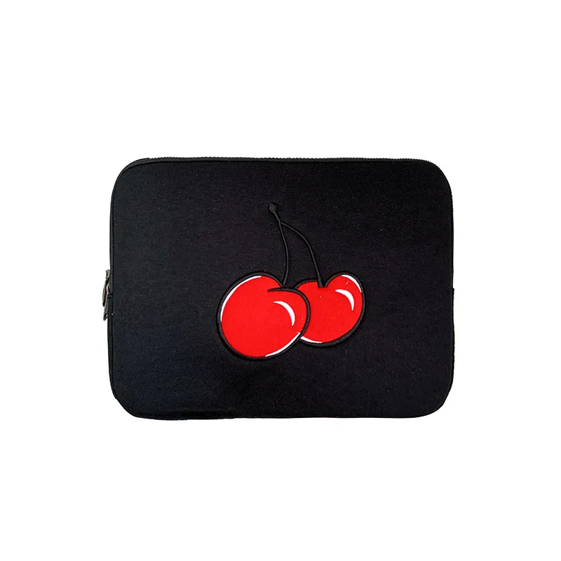 

Korean Ins Cherry Embroidery IPad Tablet Laptop Storage Bag Cute Sleeve Case Mac Ipad Zipper Liner Bags 11 13 15 Inch for Girl