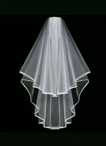 

Bridal Wedding Veil 2 Tier Comb Attached Handmade Elbow Length White 2023