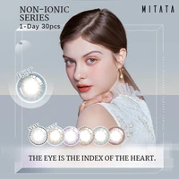 mitata 30pcs daily disposable color contact lenses withre fractive 0 5d to 10d high wearing comfort lenses 1day lenses