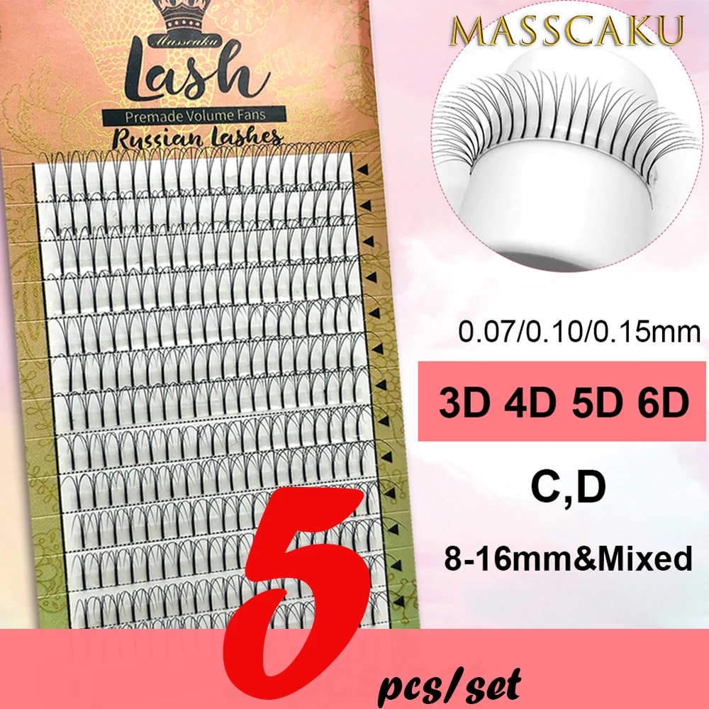 5 лотков/лот популярная русский объемное наращивание ресниц с длинными стеблями