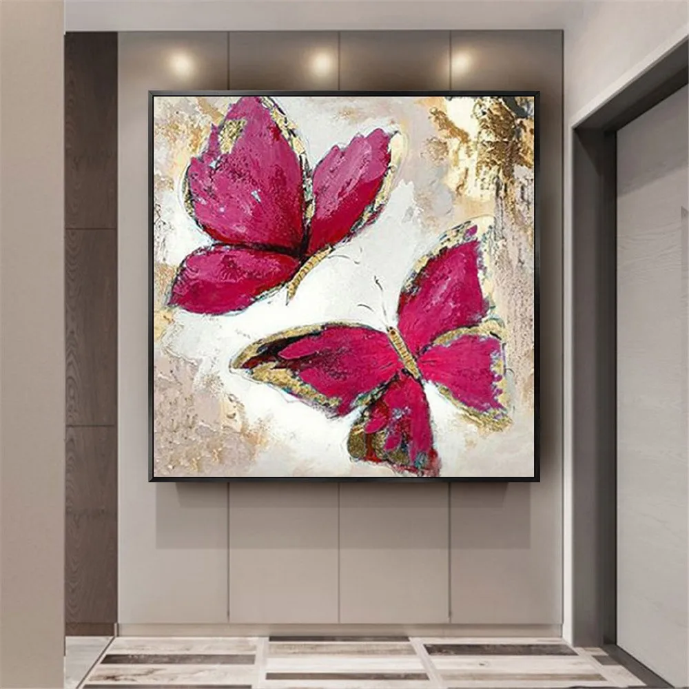 

Artist original High quality modern handmade painting purple butterfly oil painting on canvas pictures for living room decor art