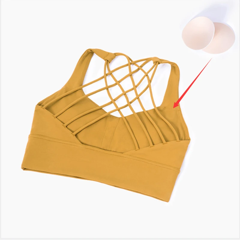 

Women's Yoga Bra High Impact Back Cross Strappy Sports Bras Tops Femme Fitness Barre Active Wear Padded Push Up Crop Top Clothes