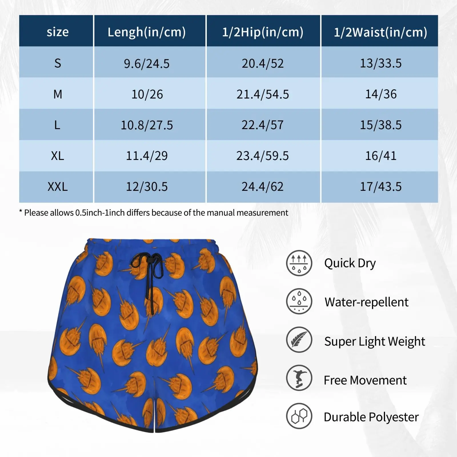 

Horseshoe Crab Pattern-Small Swim Shorts Quick Dry Women Beach Short Horseshoe Crab Horseshoe Crabs Delaware New Maryland