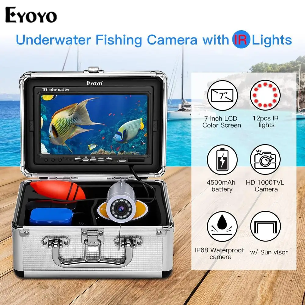 Eyoyo EF07S 30 м рыболокатор подводная ледяная рыболовная камера 7 дюймов 1000TVL ИК Видео