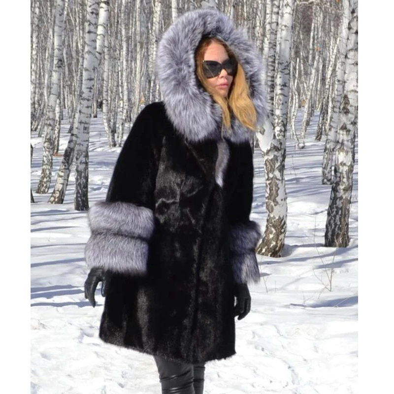 Tatyana Furclub, новинка, парки из натурального меха для женщин, зимняя куртка с воротником из меха серебристой лисы, шубы из натурального меха норки, Толстая теплая верхняя одежда