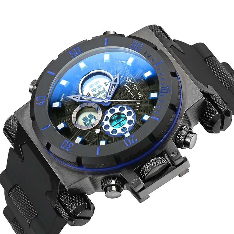 Relogio Masculino STRYVE Brand Watches Men Top Sport Digital Wristwatches Chronograph Waterproof Watch Rubber Strap S8015 | Наручные часы