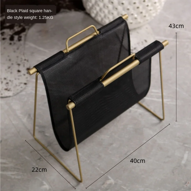 

Nordic Golden Metal Magazine Rack Double Layer PU Leather Bookshelf File Book Organizer Shelves Book Holder Newspaper Storage
