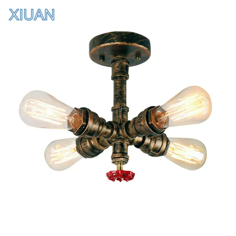 Промышленная железная Трубная лампа винтажный водяной потолочный светильник из