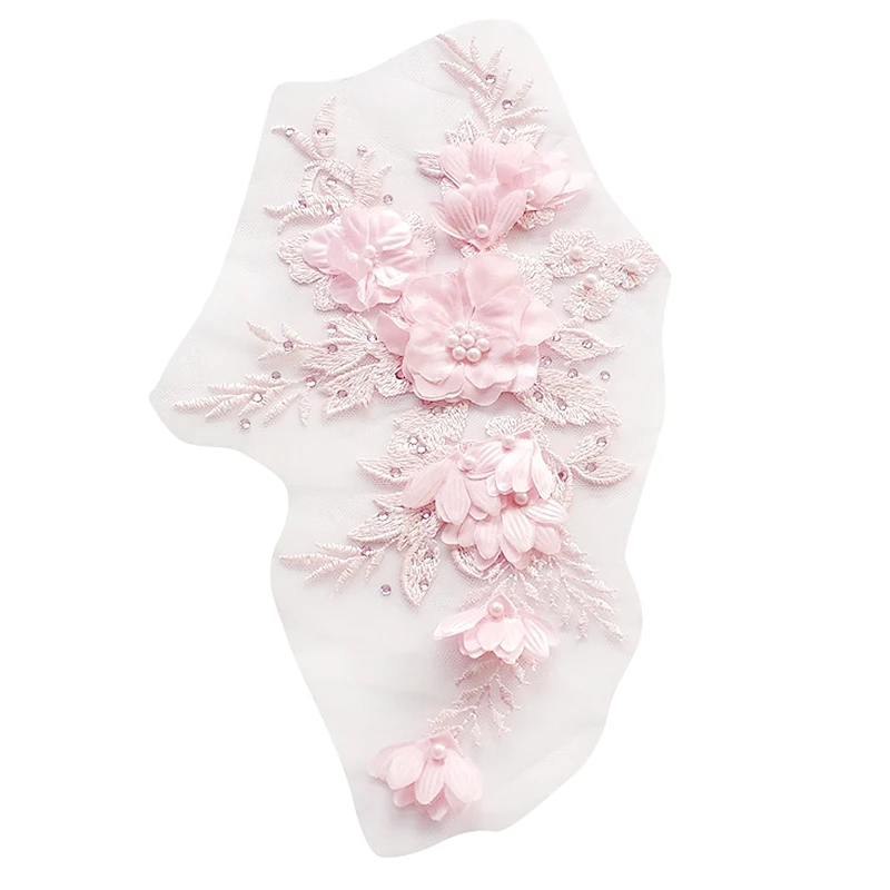 Расшитые бисером Горячие буровые кружевные свадебные вышитые цветы патчи для