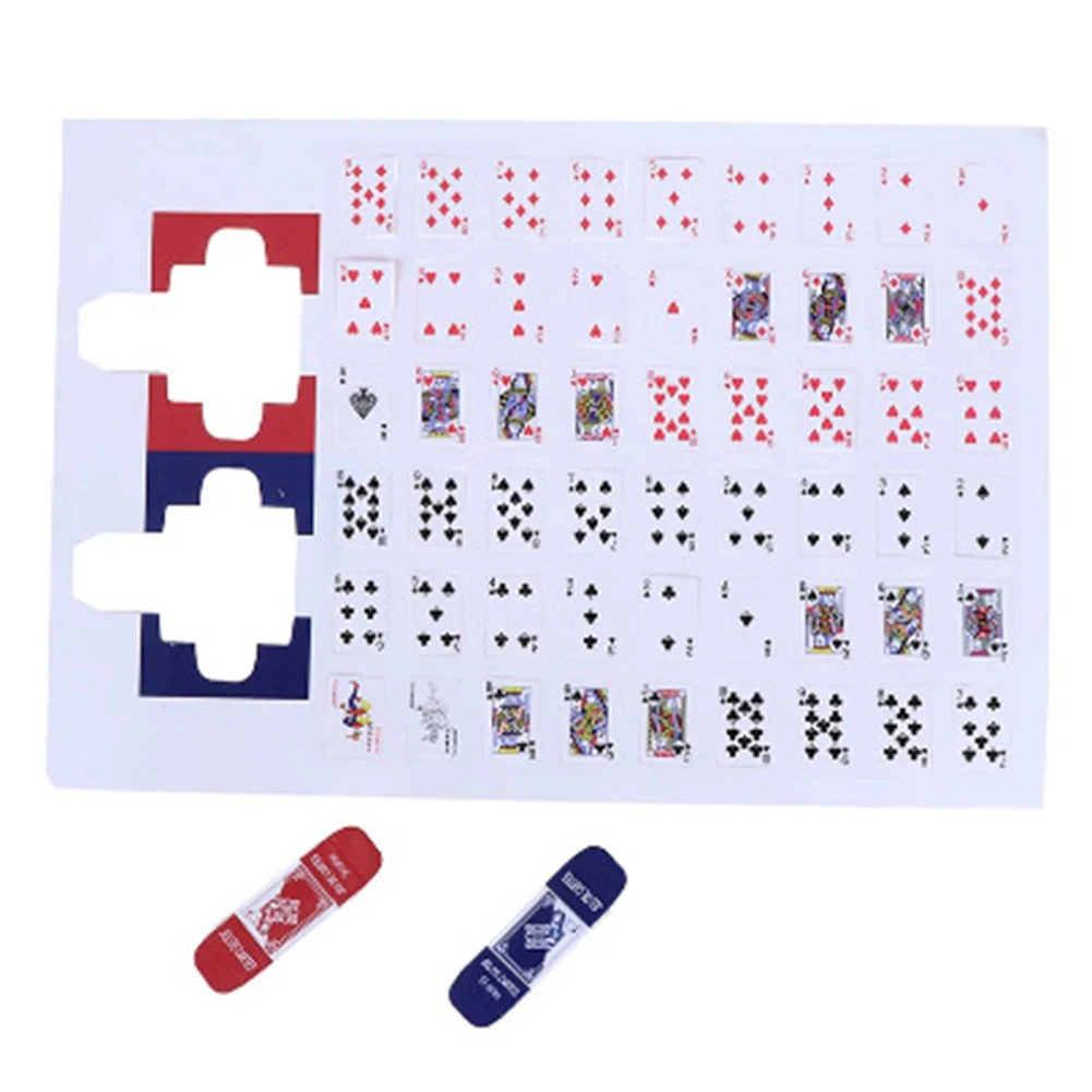 

54pcs Mini Playing Cards DIY Doll House Miniature Landscape Props Super Small Travel Poker Solitaire Spoof Gifts Interesting Toy