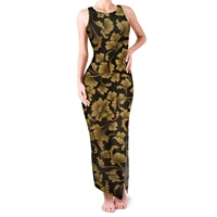 wholesale baroque bandana women pencil long dresses bodycon gold tank top slit evening gown temperament club dress