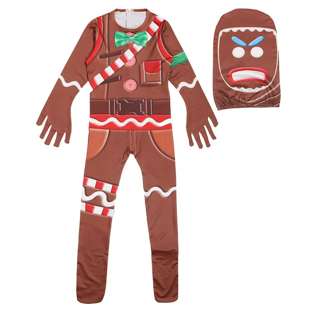 

Gingerbread Man Game Skin Cosplay Boys Costume Kids Party Halloween Costume for Kids Boys Fancy Dress Jumpsuits Clothes