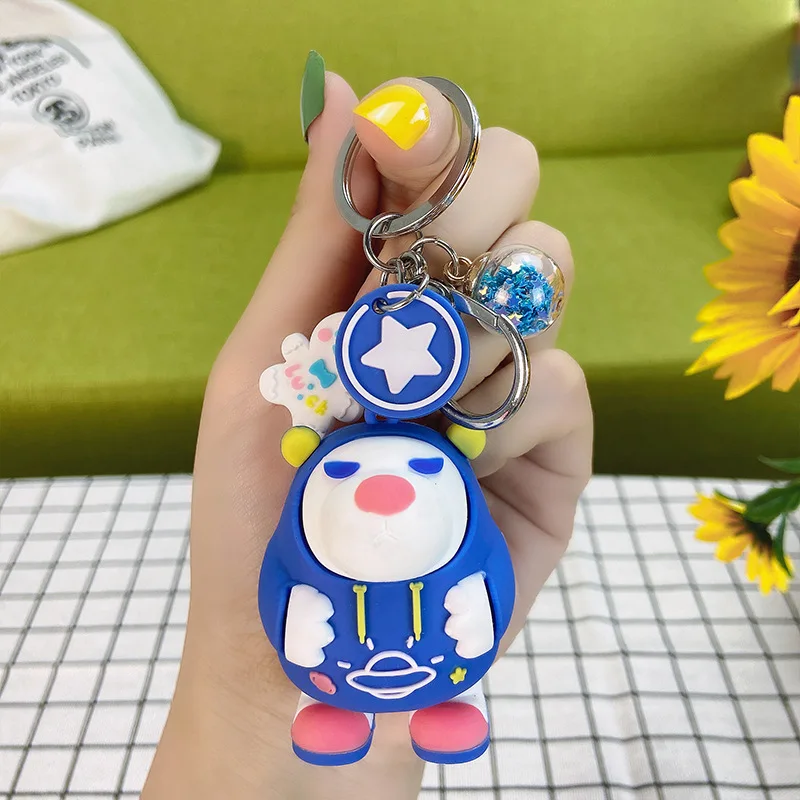 

Creative Cartoon Strong Bear Keychain Cute Fleece Fighter Key Chain Boy Bag Pendant Keyring Children Brave Gift